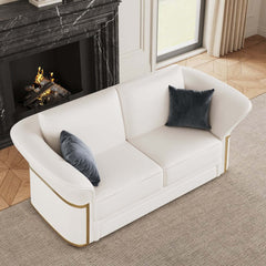 Modern Faux Leather Living Room Set, 3 Pieces, Stainless Steel