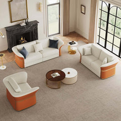 Modern Faux Leather Living Room Set, 3 Pieces, Stainless Steel