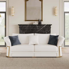 Modern Faux Leather Living Room Set, 3 Pieces, Stainless Steel