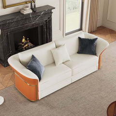 Modern Faux Leather Living Room Set, 3 Pieces, Stainless Steel