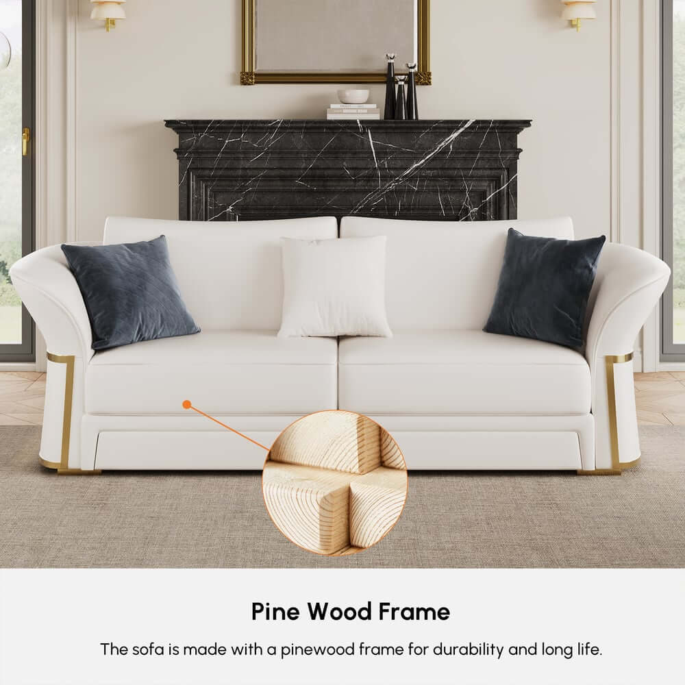 Modern Faux Leather Living Room Set, 3 Pieces, Stainless Steel