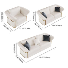 Modern Faux Leather Living Room Set, 3 Pieces, Stainless Steel Dimensions