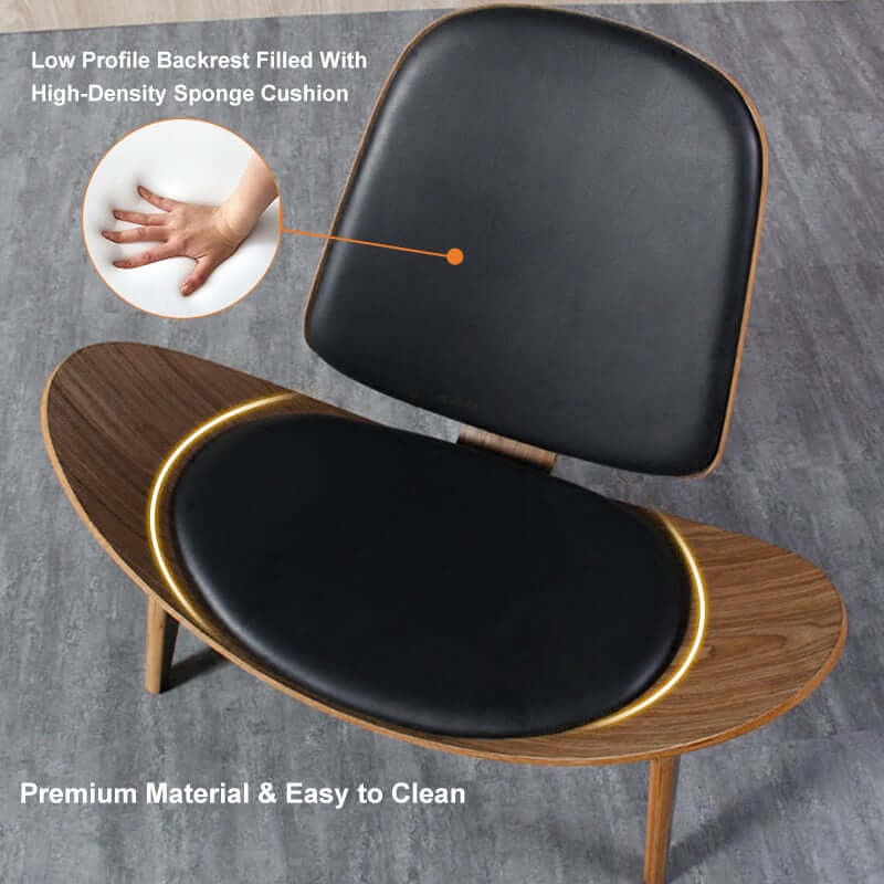 Modern Faux Leather Lounge Chair With Walnut Legs