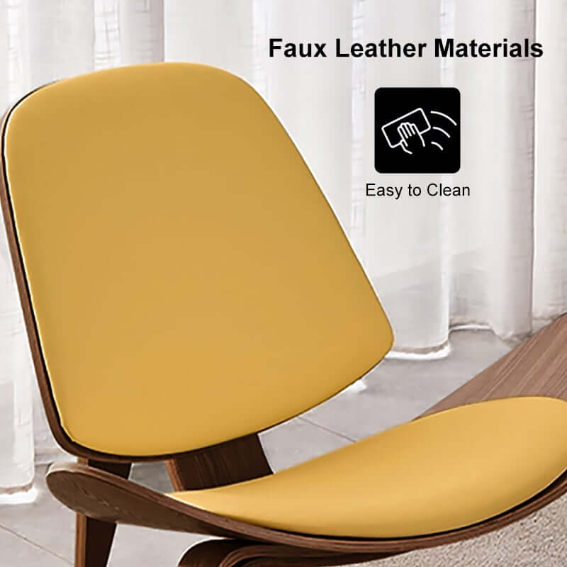 Modern Faux Leather Lounge Chair With Walnut Legs