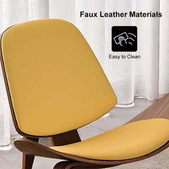 Modern Faux Leather Lounge Chair With Walnut Legs