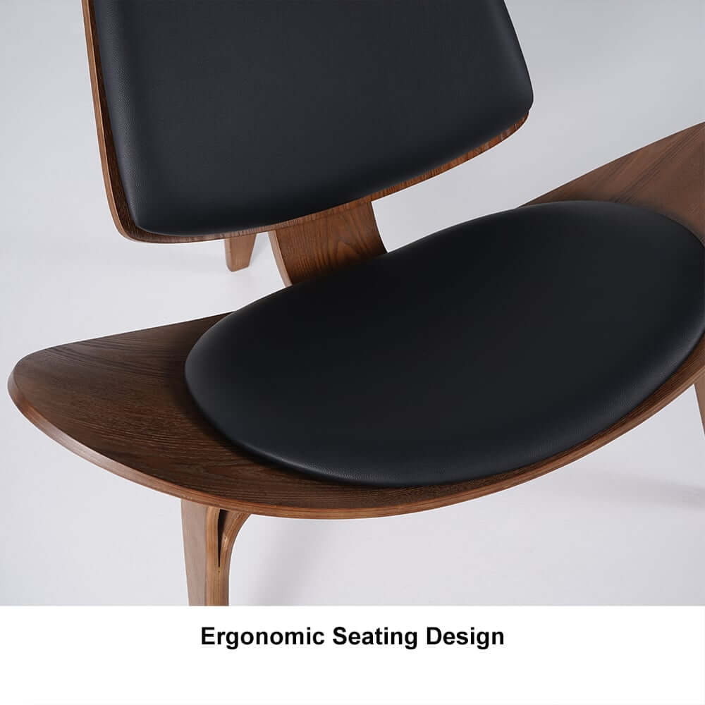 Modern Faux Leather Lounge Chair With Walnut Legs