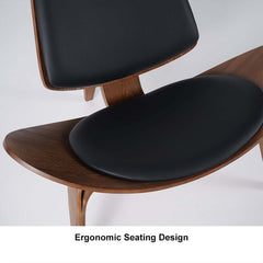 Modern Faux Leather Lounge Chair With Walnut Legs