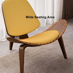 Modern Faux Leather Lounge Chair With Walnut Legs