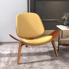 Modern Faux Leather Lounge Chair With Walnut Legs