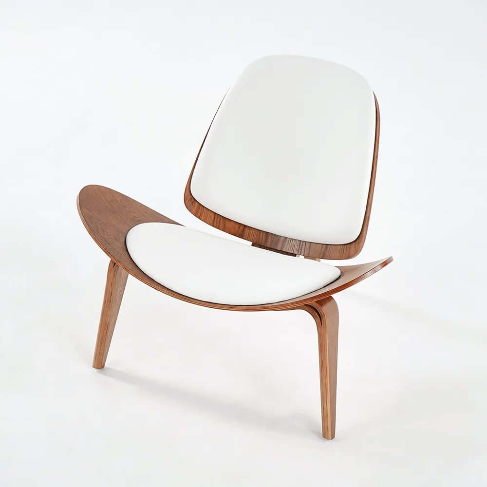 Modern Faux Leather Lounge Chair With Walnut Legs