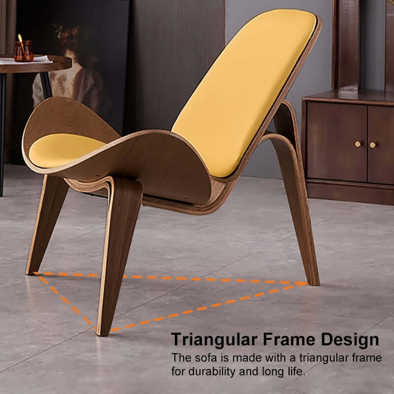 Modern Faux Leather Lounge Chair With Walnut Legs