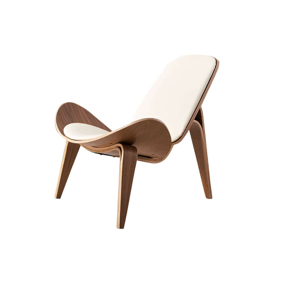 Modern Faux Leather Lounge Chair With Walnut Legs