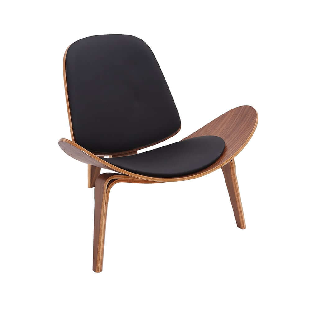Modern Faux Leather Lounge Chair With Walnut Legs
