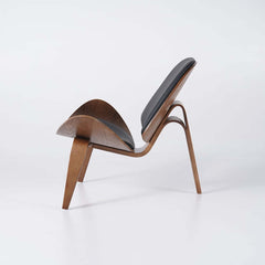 Modern Faux Leather Lounge Chair With Walnut Legs