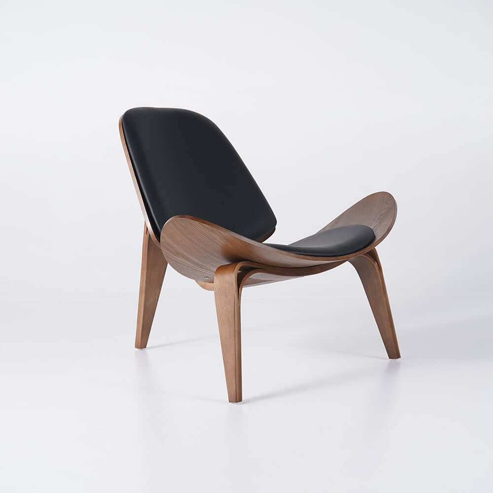 Modern Faux Leather Lounge Chair With Walnut Legs