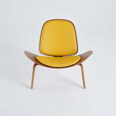 Modern Faux Leather Lounge Chair With Walnut Legs