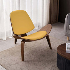 Modern Faux Leather Lounge Chair With Walnut Legs