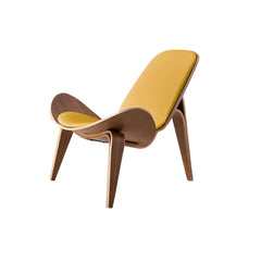 Modern Faux Leather Lounge Chair With Walnut Legs