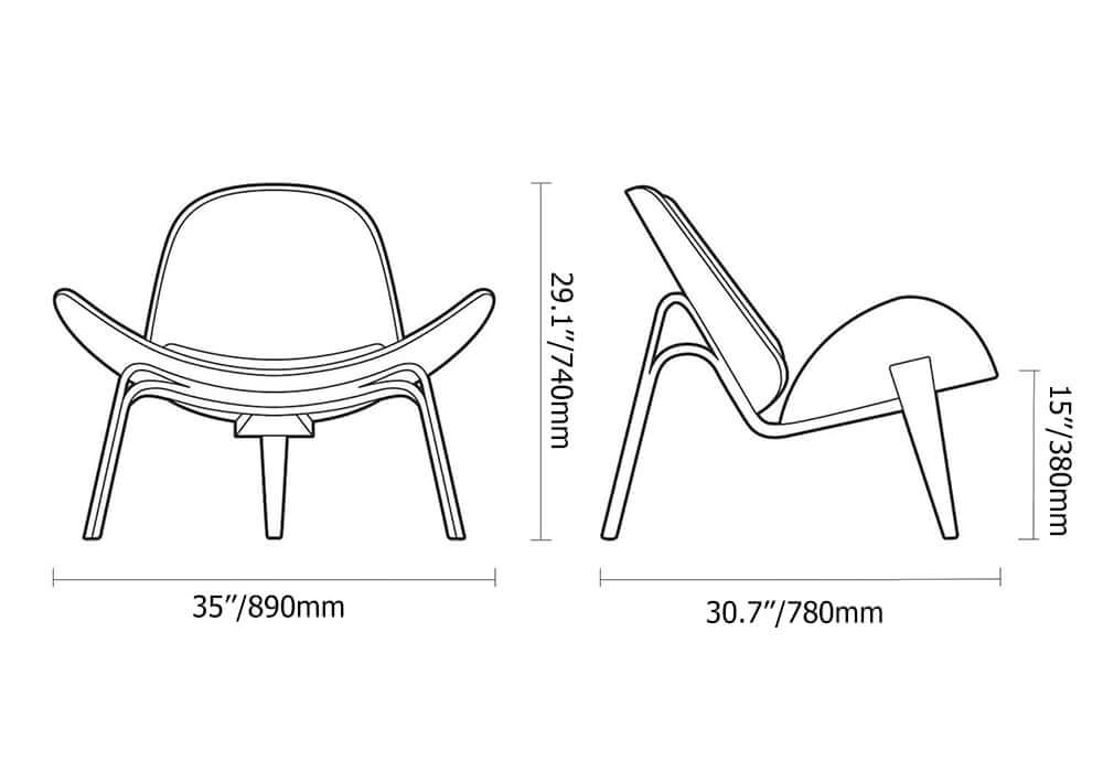 Modern Faux Leather Lounge Chair With Walnut Legs Dimensions