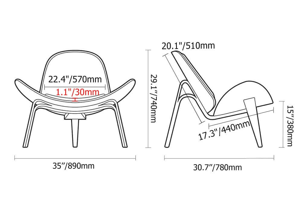 Modern Faux Leather Lounge Chair With Walnut Legs Dimensions