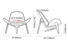 Modern Faux Leather Lounge Chair With Walnut Legs Dimensions