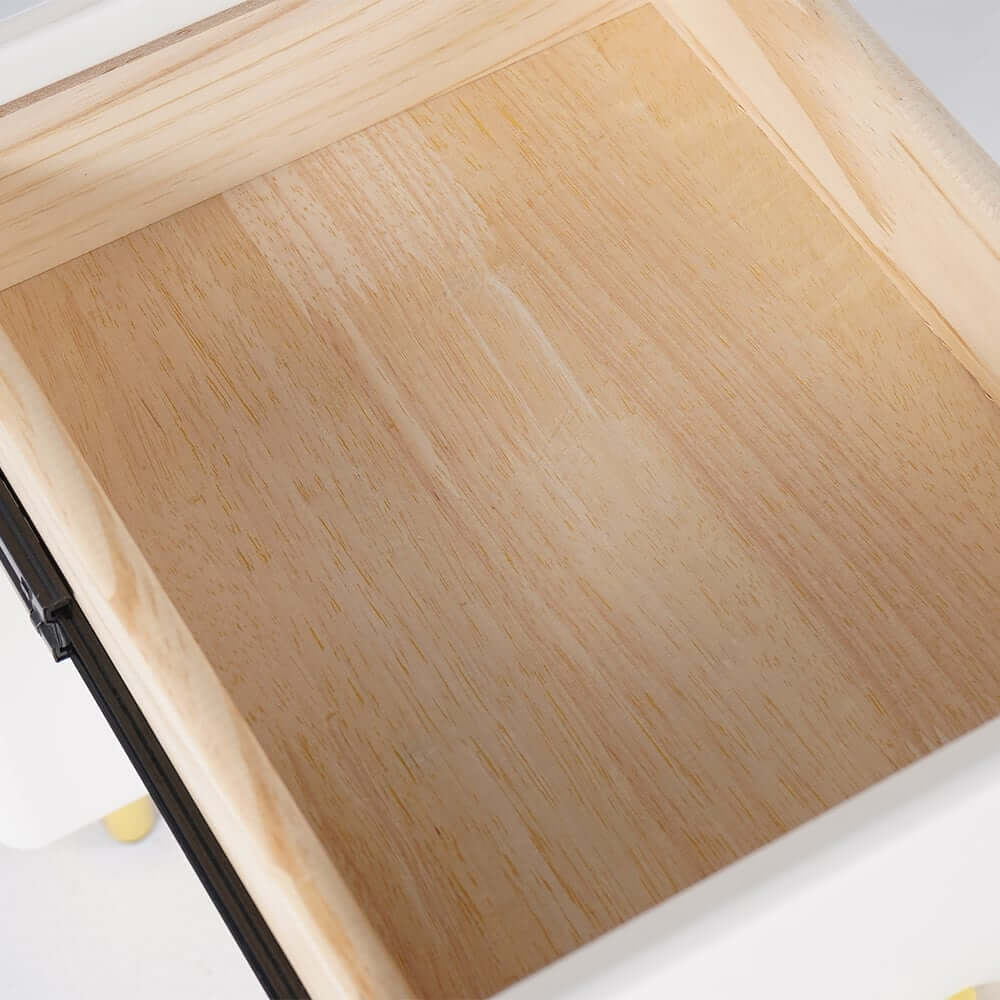 Modern Faux Leather Nightstand With 2 Drawers, Beige