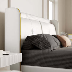 Modern Faux Leather Platform Bed With Storage Drawers