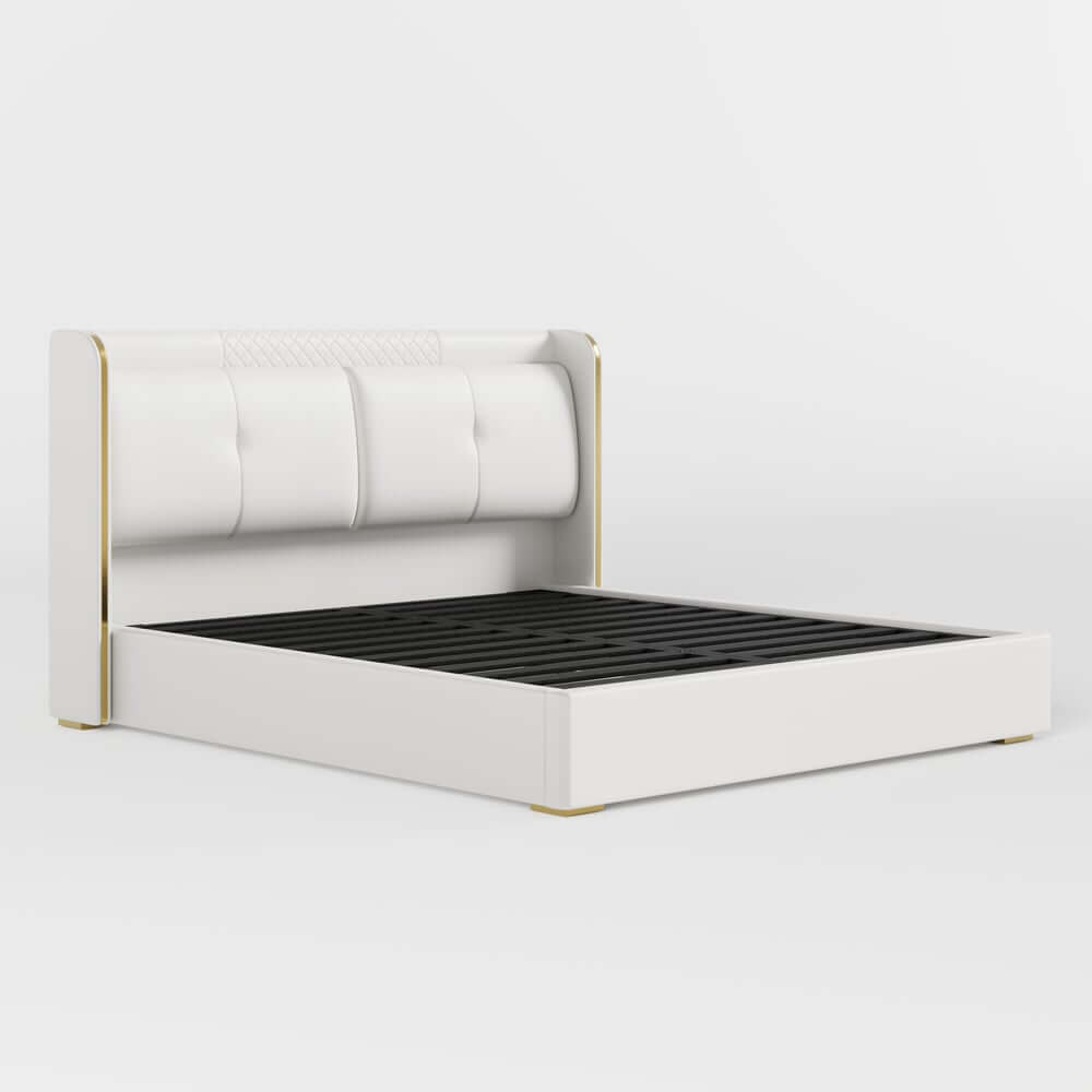 Modern Faux Leather Platform Bed With Storage Drawers