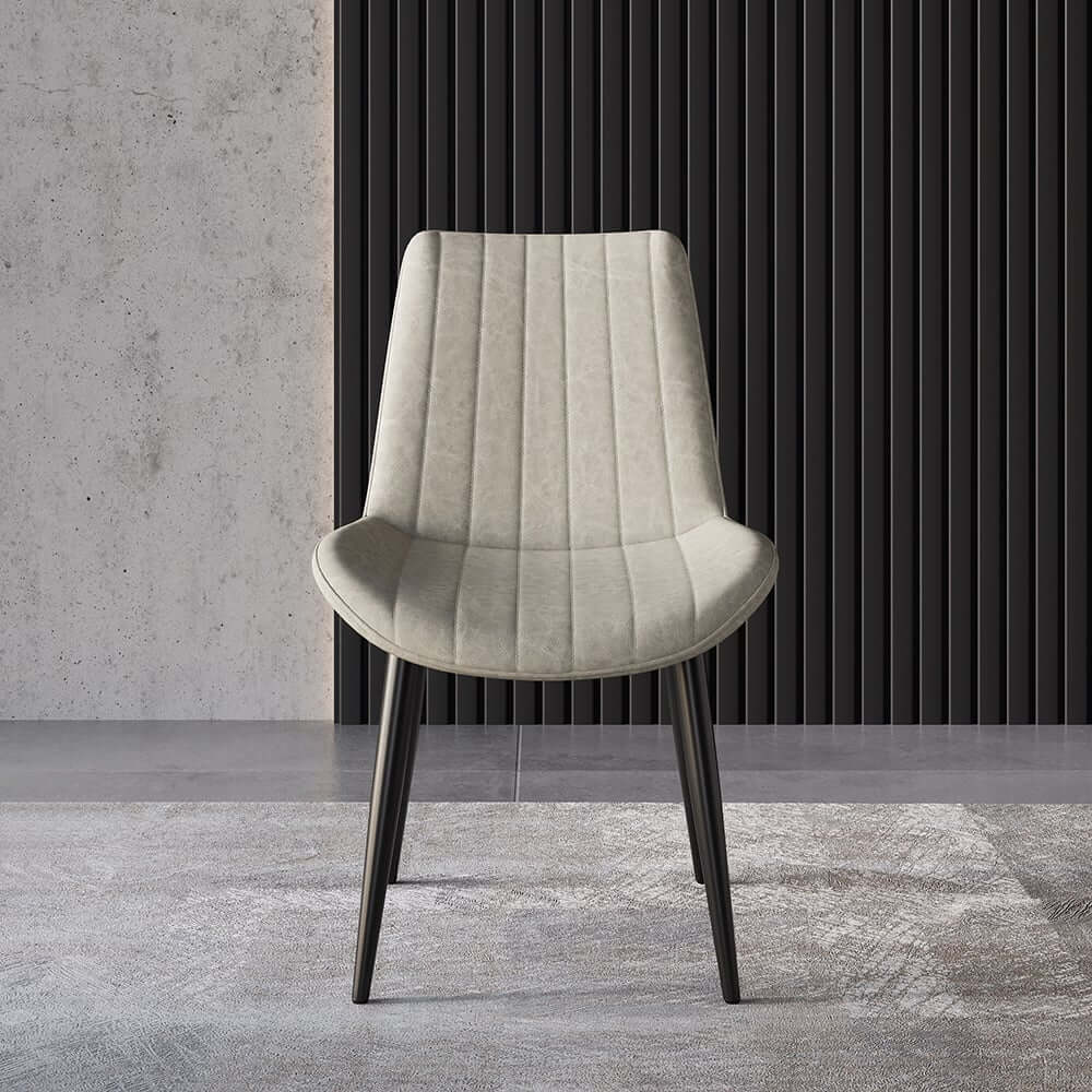 Modern Faux Leather Side Chair Set of 2 - White & Black