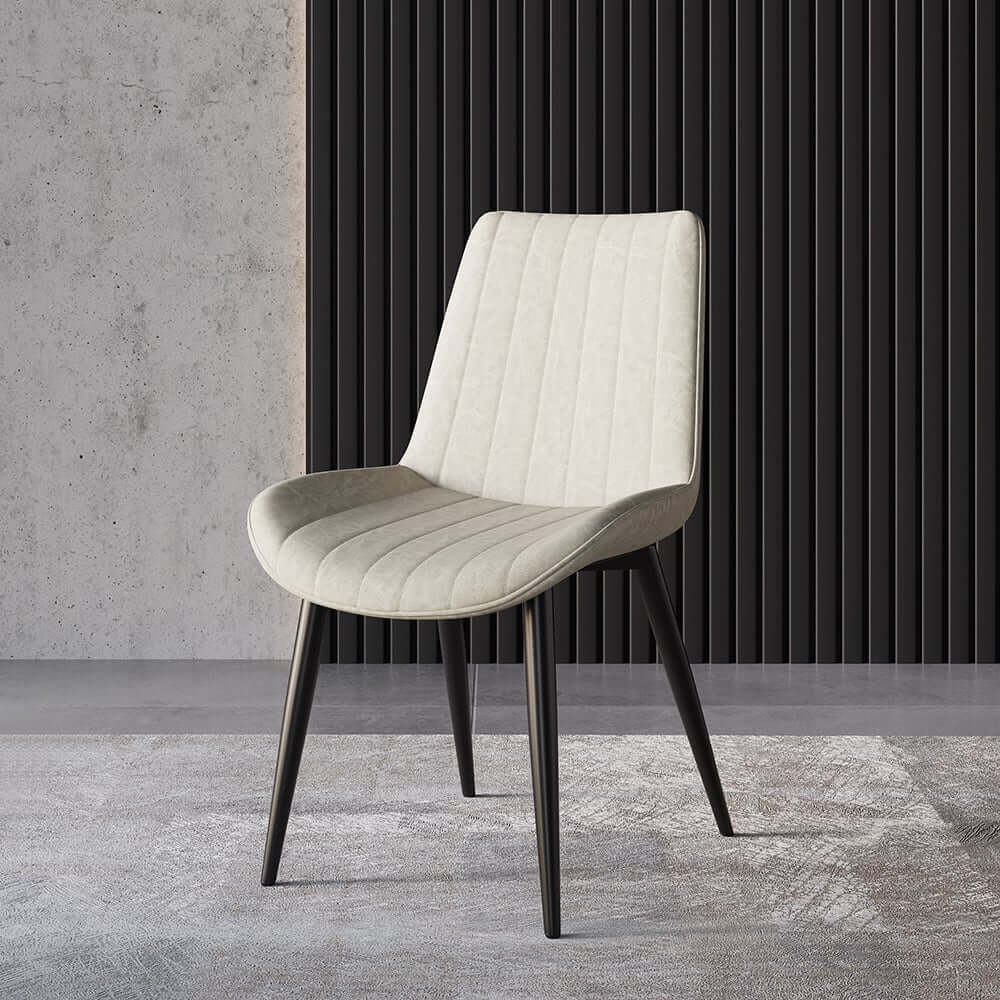 Modern Faux Leather Side Chair Set of 2 - White & Black