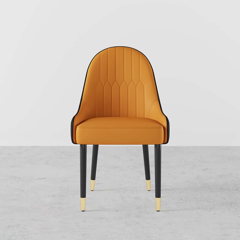 Modern Faux Leather Side Chairs Set Of 4 - Black & Gold