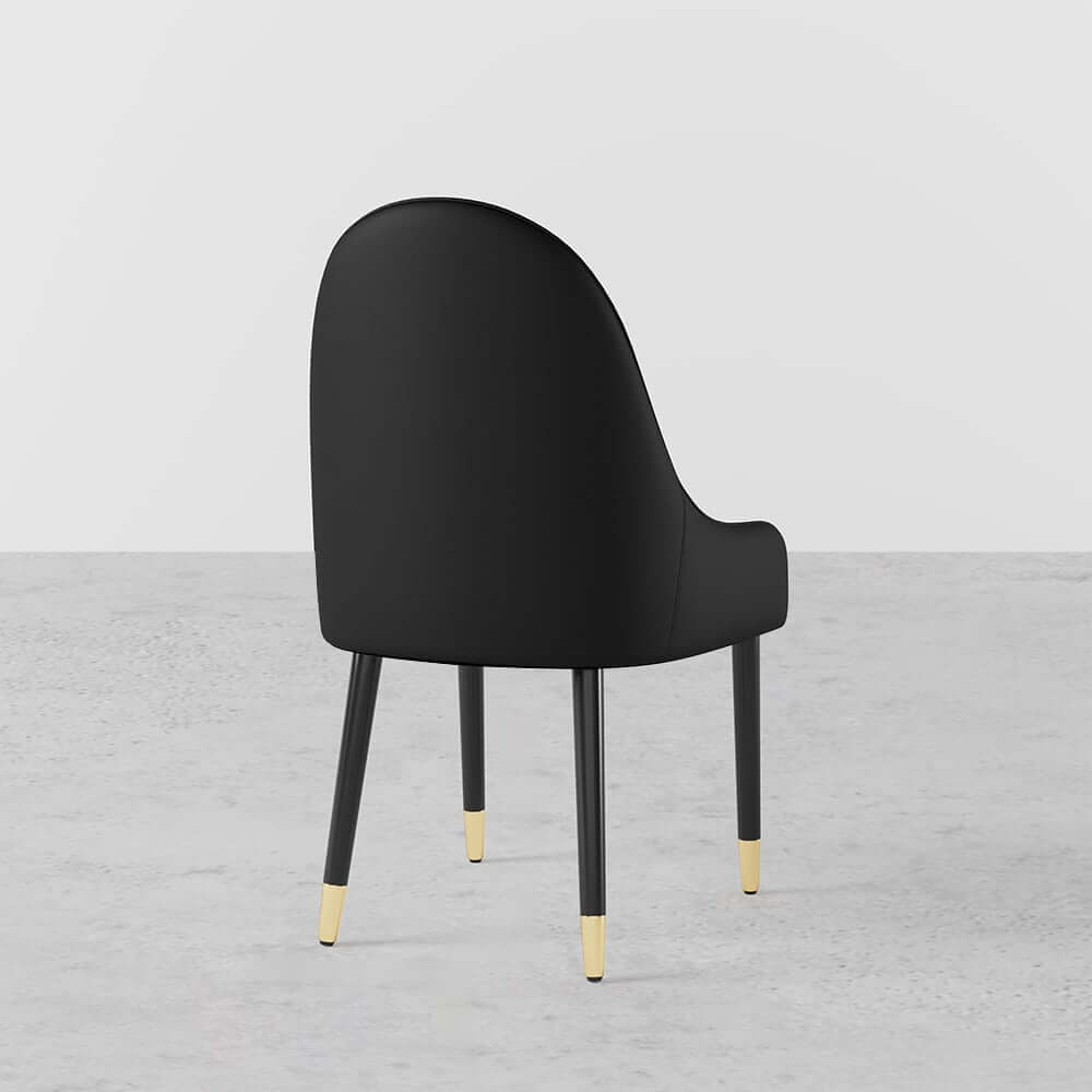 Modern Faux Leather Side Chairs Set Of 4 - Black & Gold