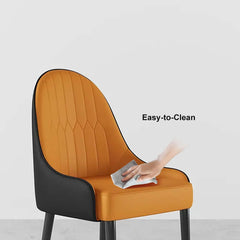 Modern Faux Leather Side Chairs Set Of 4 - Black & Gold