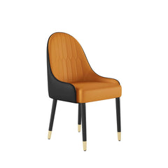 Modern Faux Leather Side Chairs Set Of 4 - Black & Gold