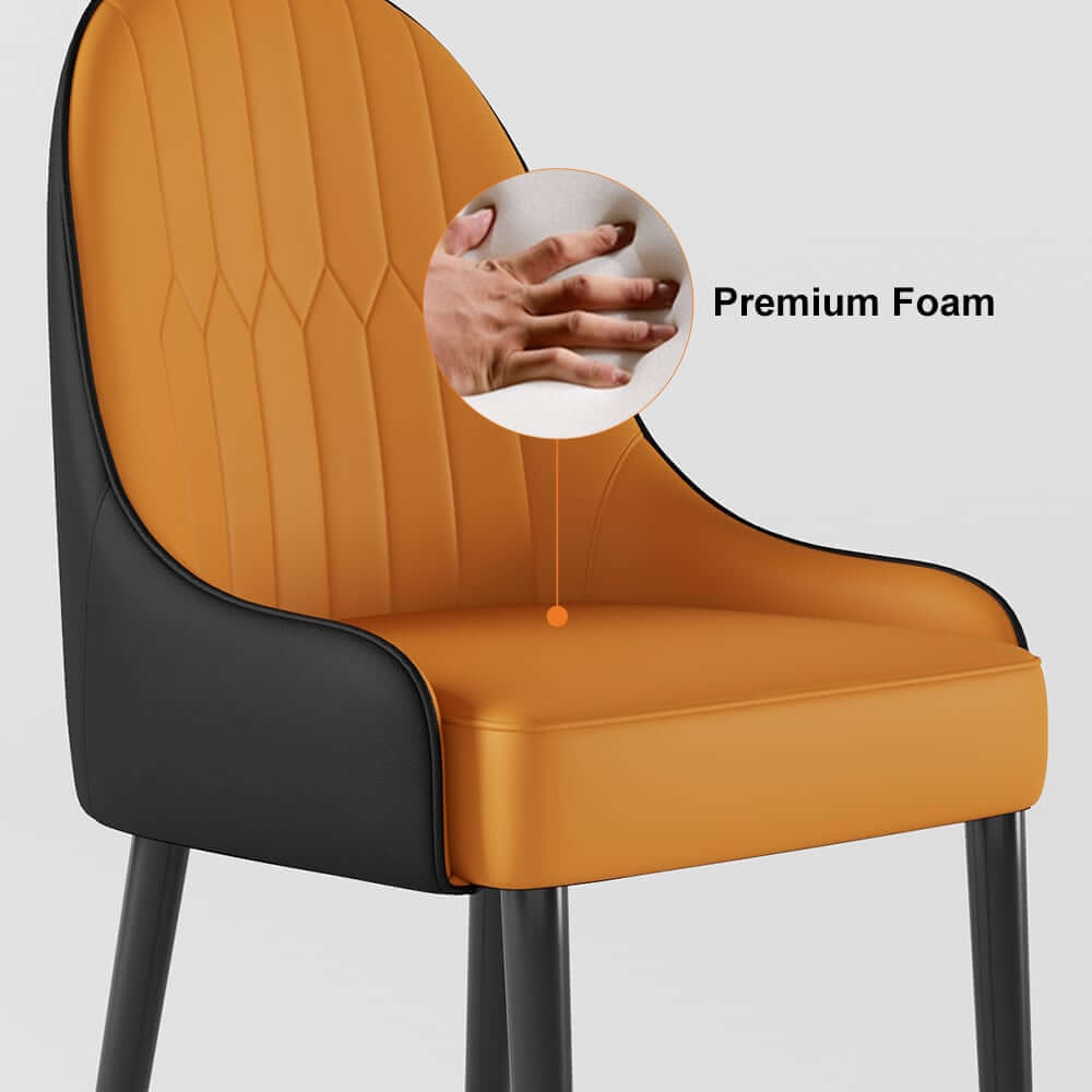 Modern Faux Leather Side Chairs Set Of 4 - Black & Gold