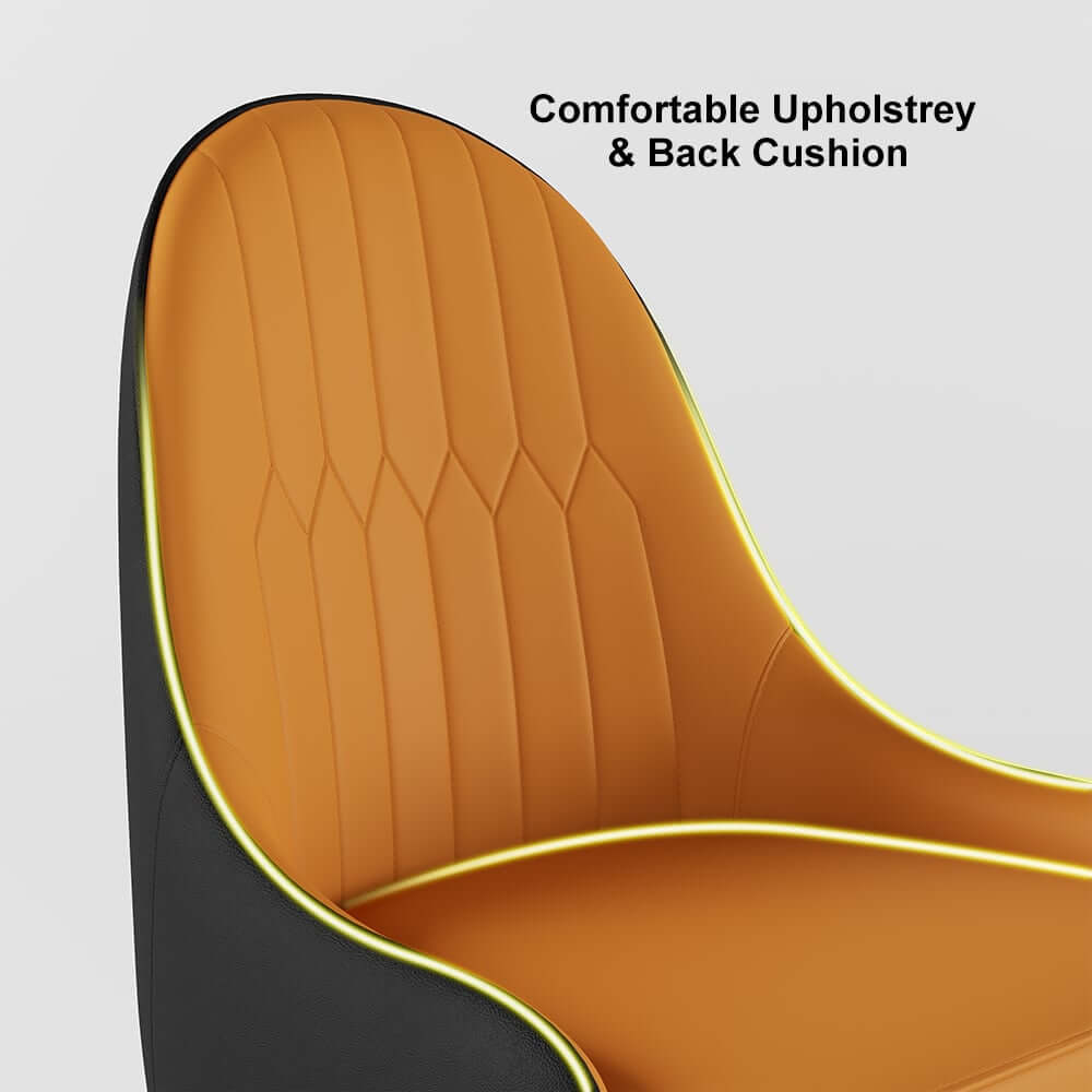 Modern Faux Leather Side Chairs Set Of 4 - Black & Gold