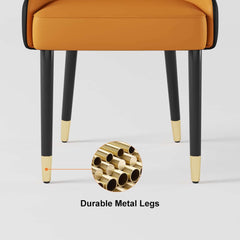 Modern Faux Leather Side Chairs Set Of 4 - Black & Gold