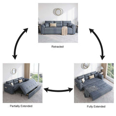 Modern Faux Leather Sofa Bed With Storage And Pillow Arms