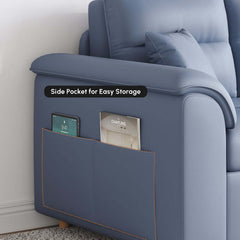 Modern Faux Leather Sofa Bed With Storage And Pillow Arms