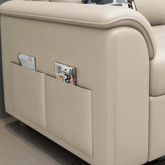 Modern Faux Leather Sofa Bed With Storage And Pillow Arms