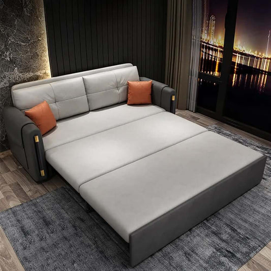 Modern Faux Leather Sofa Bed With Storage, Deep Gray Main Product Image