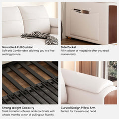 Modern Faux Leather Sofa Bed With Storage & Gold Metal Legs