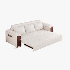 Modern Faux Leather Sofa Bed With Storage & Gold Metal Legs