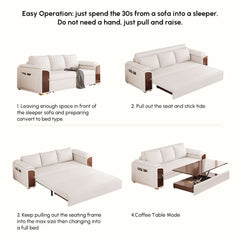 Modern Faux Leather Sofa Bed With Storage & Gold Metal Legs