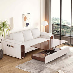 Modern Faux Leather Sofa Bed With Storage & Gold Metal Legs Main Product Image