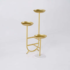 Modern Faux Marble and Gold Metal 3-Tier Plant Stand