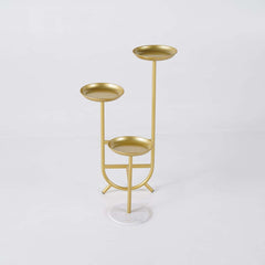 Modern Faux Marble and Gold Metal 3-Tier Plant Stand