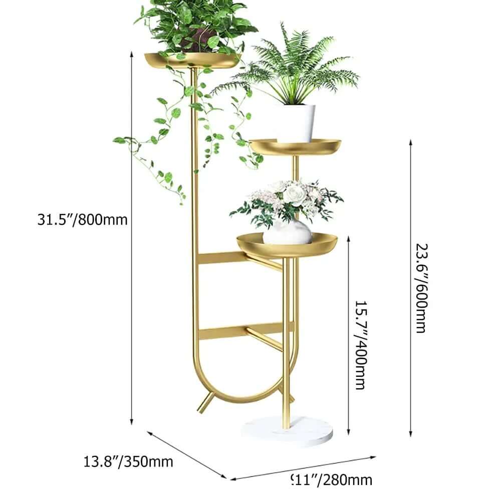 Modern Faux Marble and Gold Metal 3-Tier Plant Stand Dimensions
