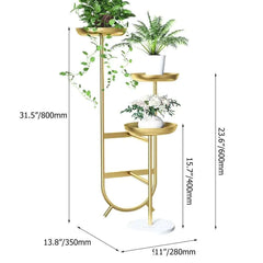 Modern Faux Marble and Gold Metal 3-Tier Plant Stand Dimensions