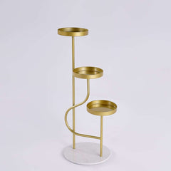 Modern Faux Marble and Gold Metal 3-Tier Round Ladder Plant Stand